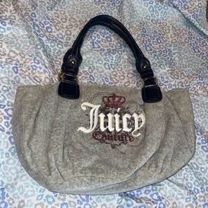 Vintage Grey Juicy Couture Purse Satchel Bag Handbag Velour Y2K